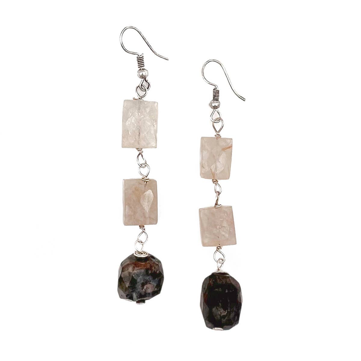 Banjara Cascading Stones Earrings-Yellow Aventurine, Jasper