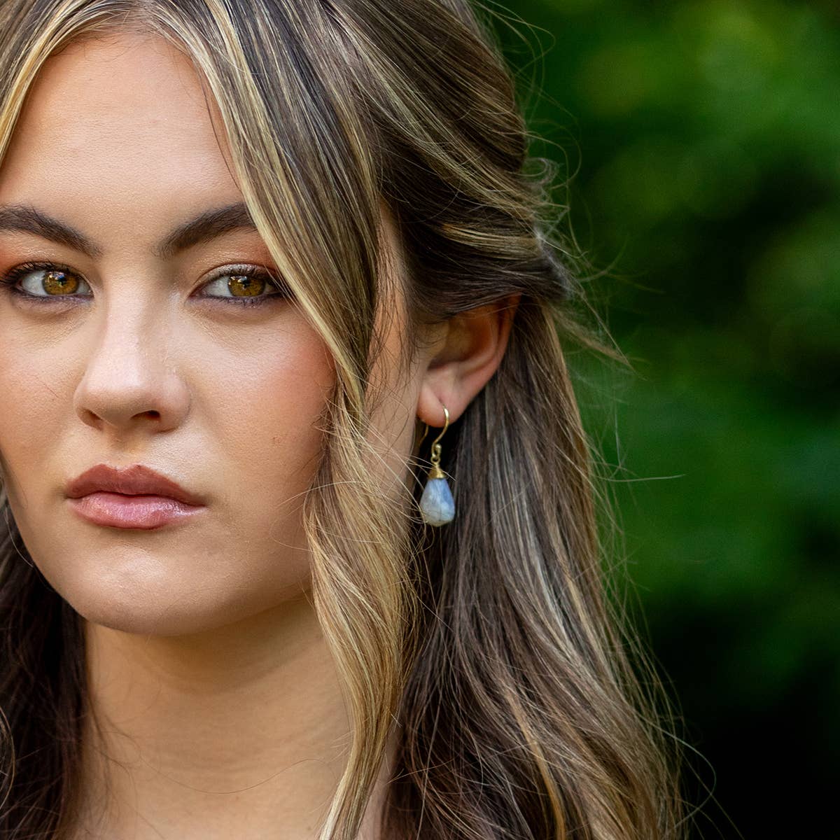 Gold-Plated Blue Lace Agate Teardrop Earrings