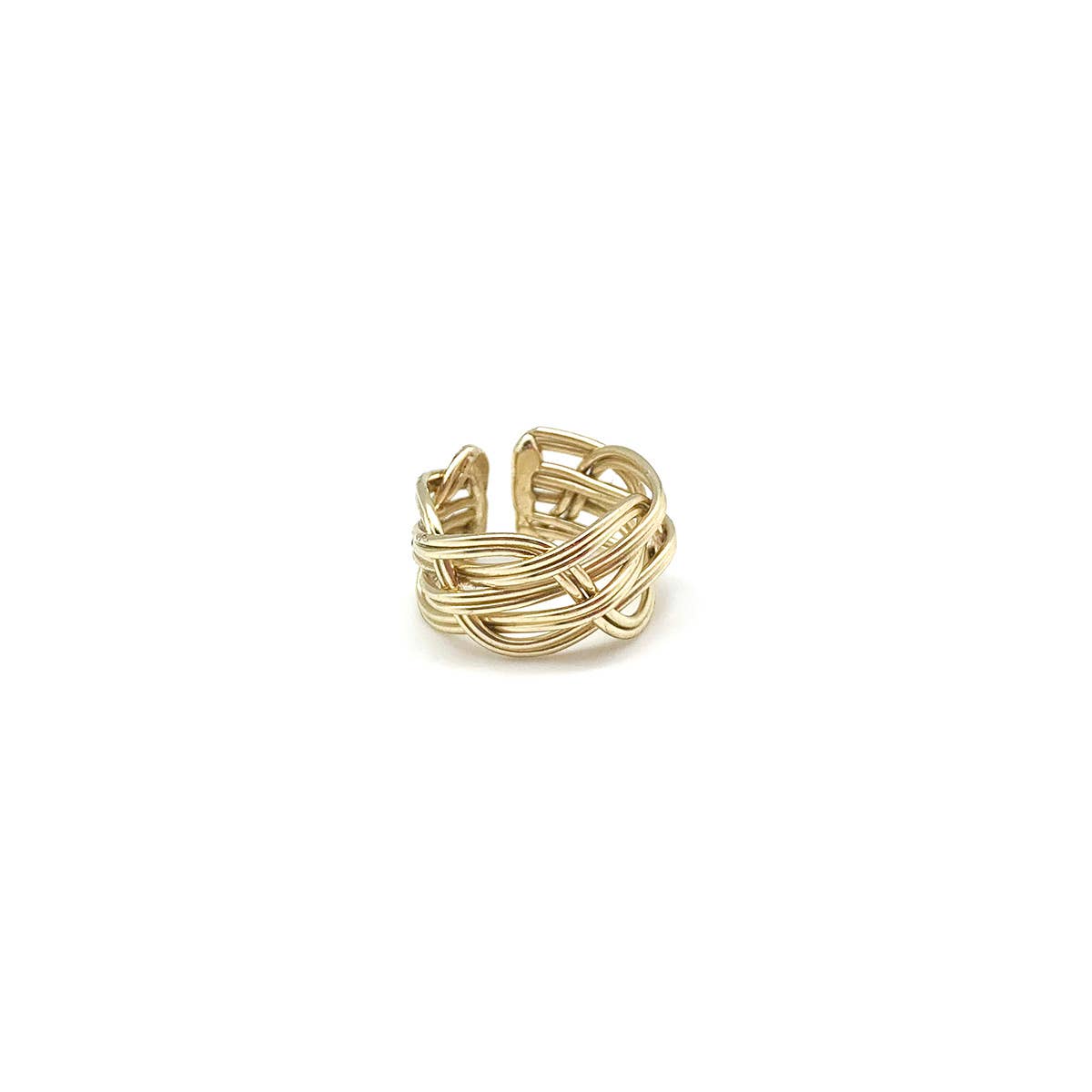 Gold Plated Adjustable Ring - Wide Braid