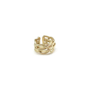 Gold Plated Adjustable Ring - Wide Braid