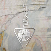 Silver Plated Pendant Necklace - Triangle and Spiral