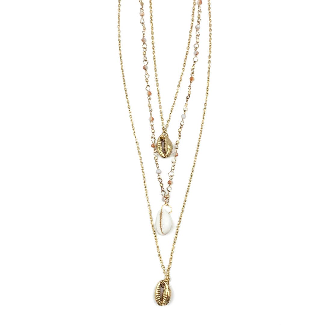 Sachi Golden Coastline Collection Necklace - 3 Layer Shells