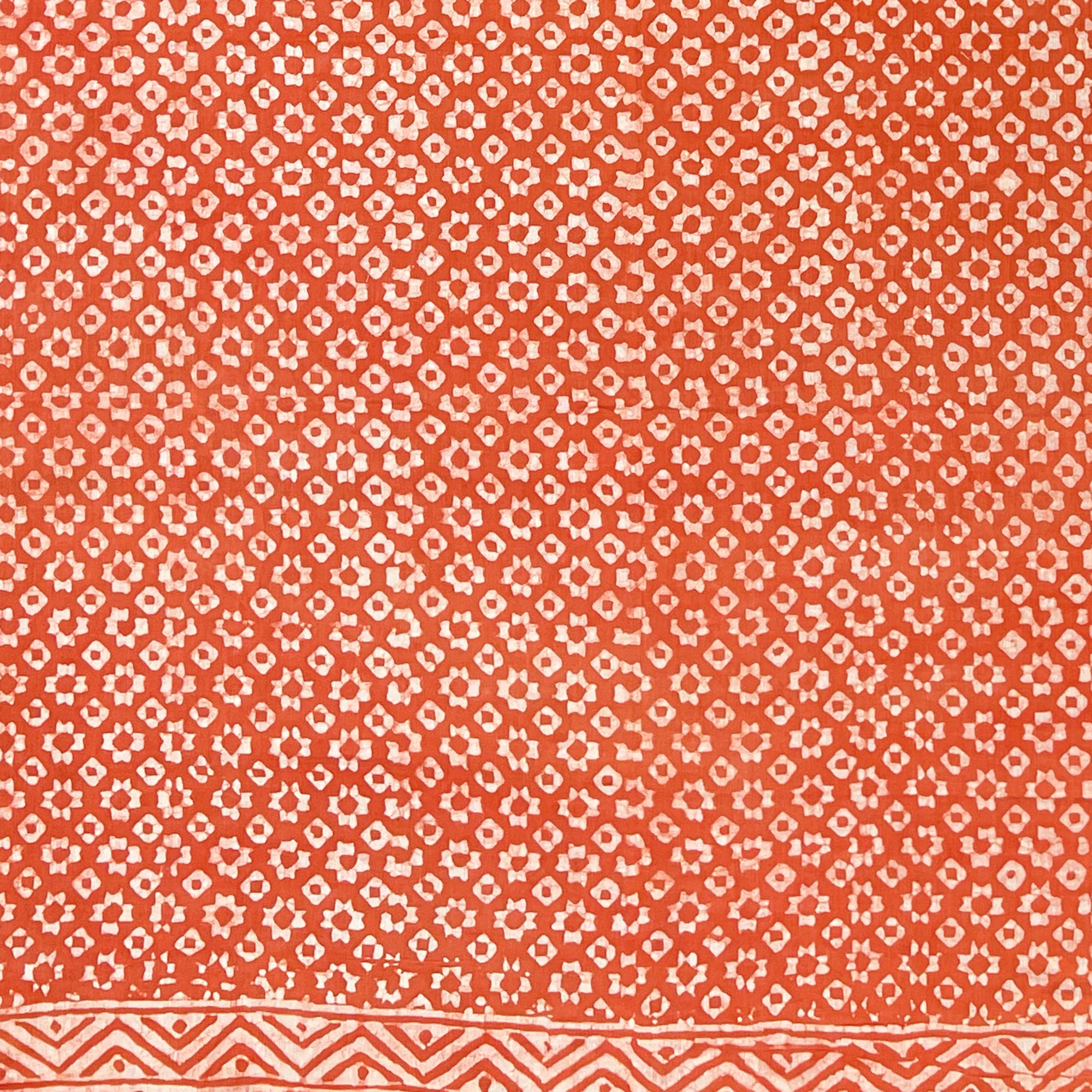 Handcrafted Cotton Sarong - Orange Geometric Floral