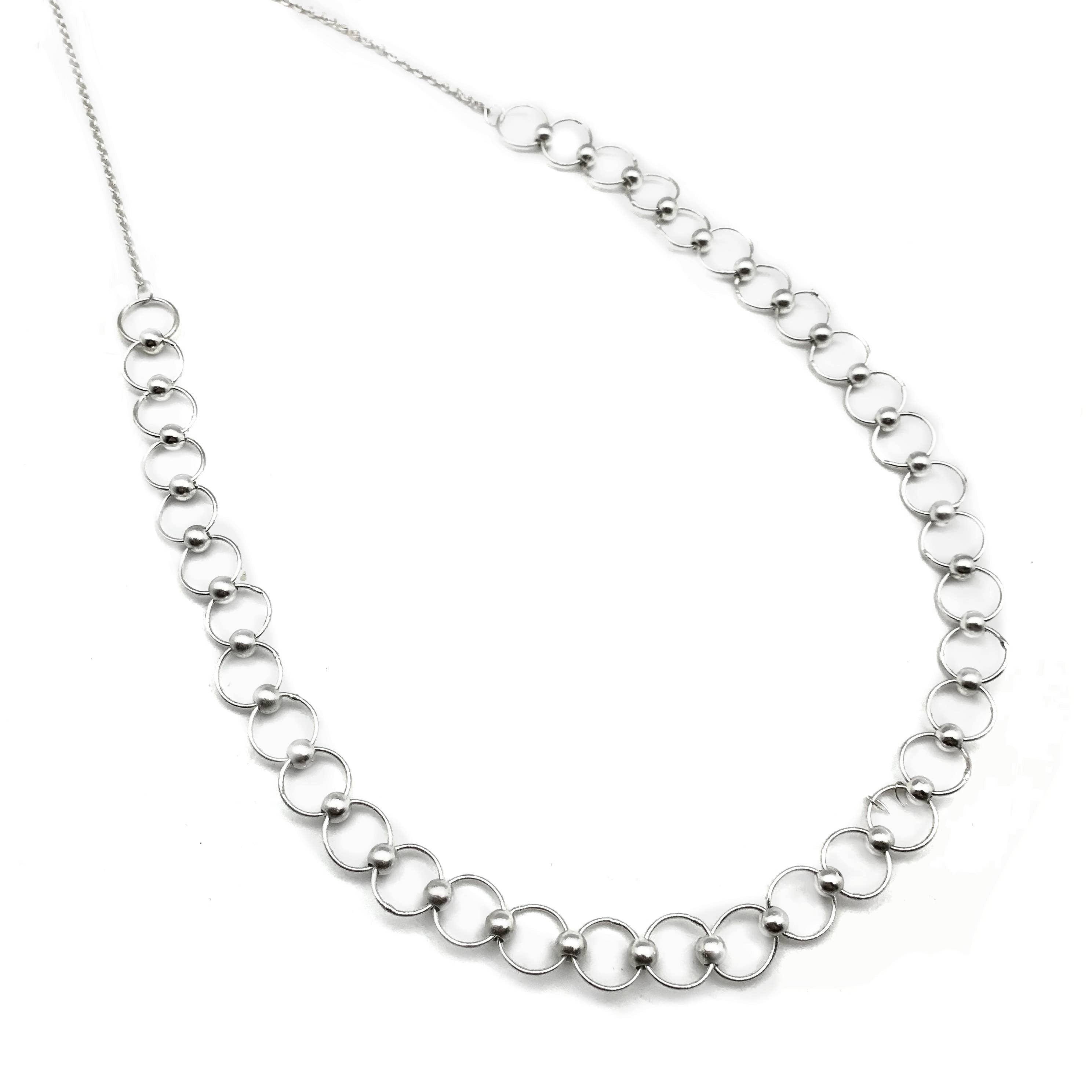 Silver Plated Necklace - Connected Smooth Rings