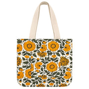Handcrafted Block-Printed Canvas Pocket Tote Sunflower