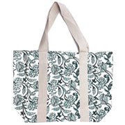Handcrafted Canvas Bag with Block-Printed Teal Oasis
