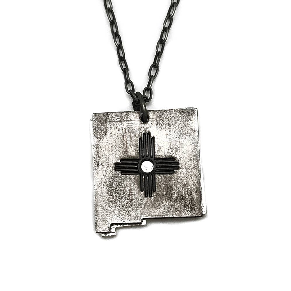 Home State Jewelry - Pewter Necklace - New Mexico & Zia Sun