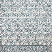 Block Printed Cotton Scarf - Grey Fanned Floral Print