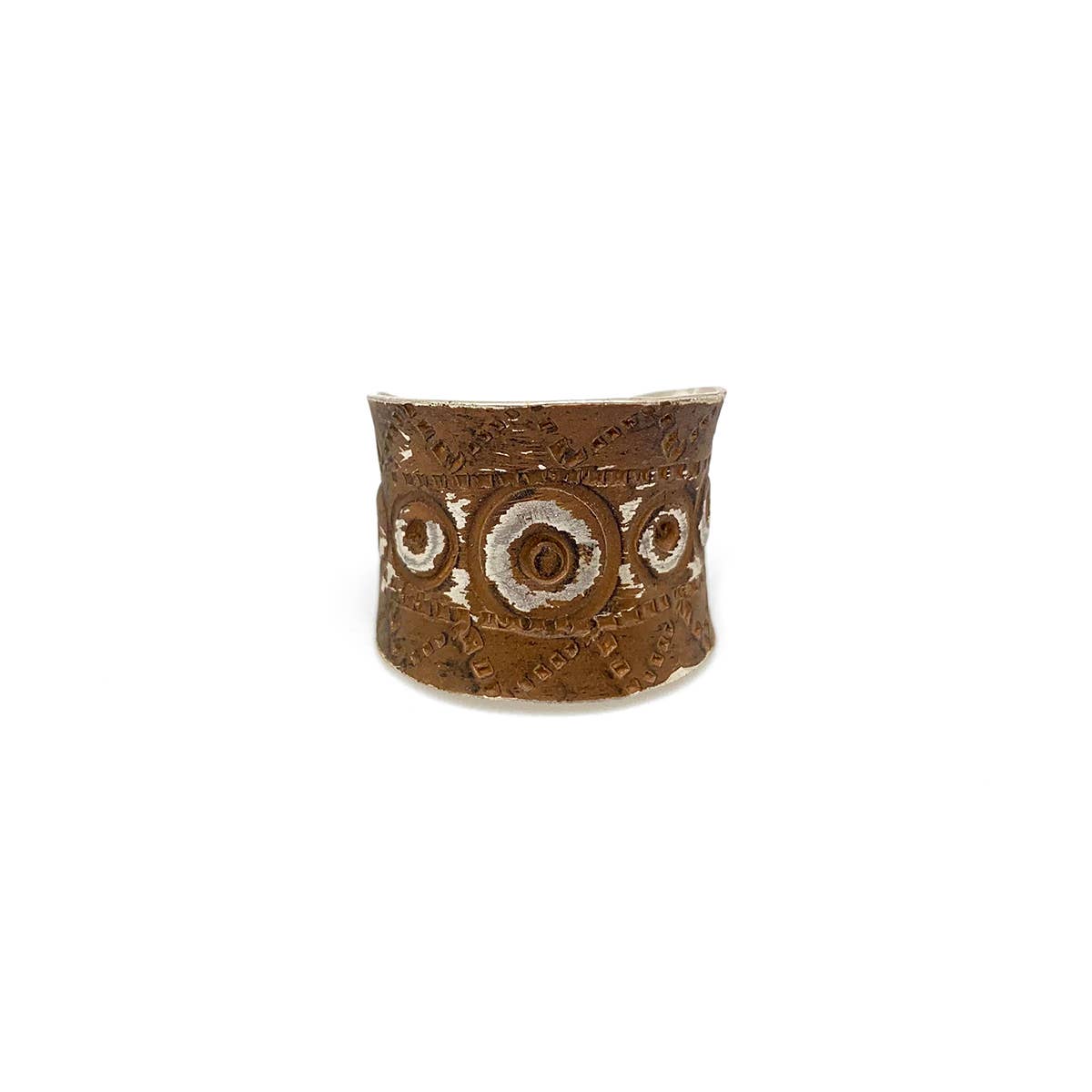 Silver Patina Ring - Brown Medallions
