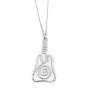 Silver Plated Pendant Necklace - Guitar