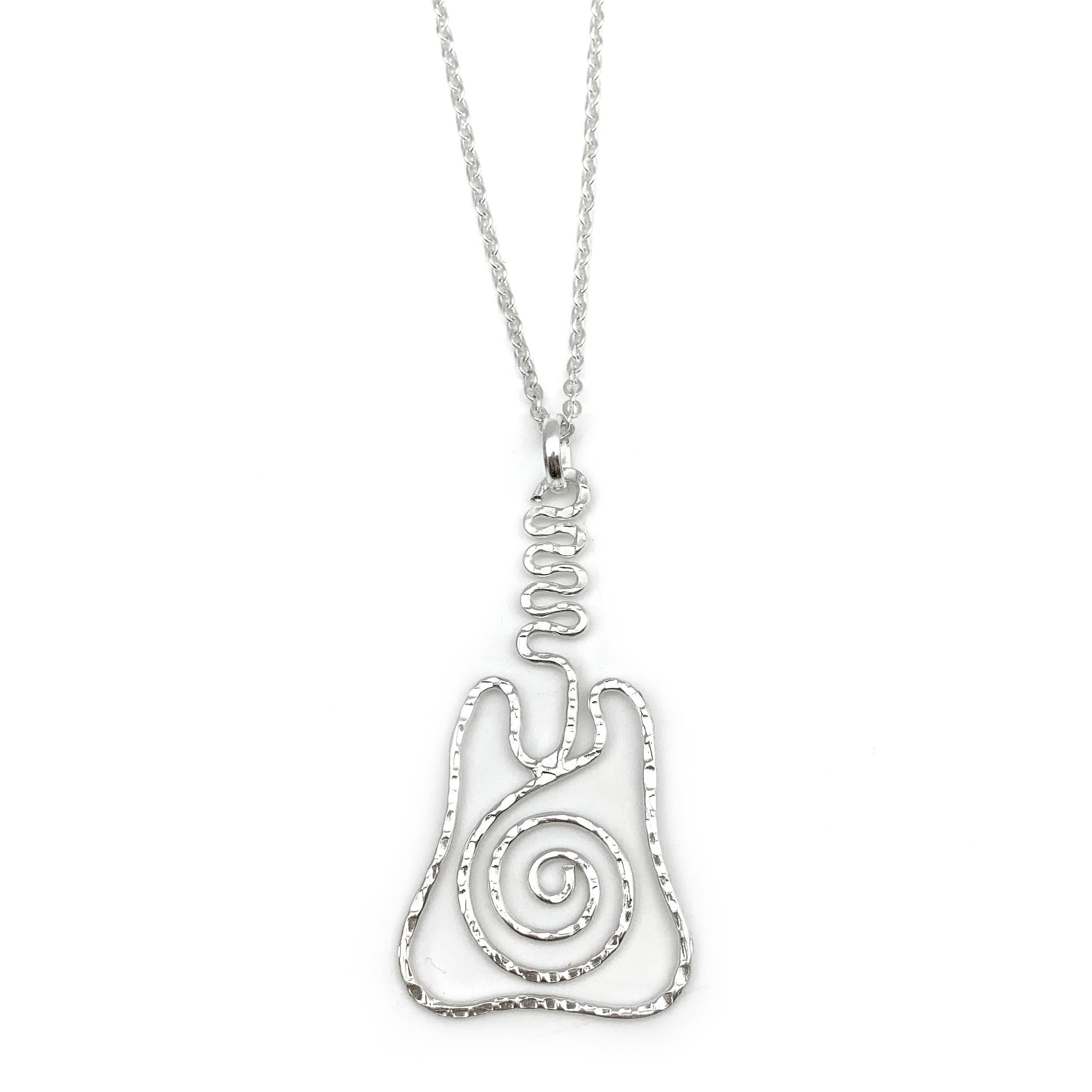 Silver Plated Pendant Necklace - Guitar