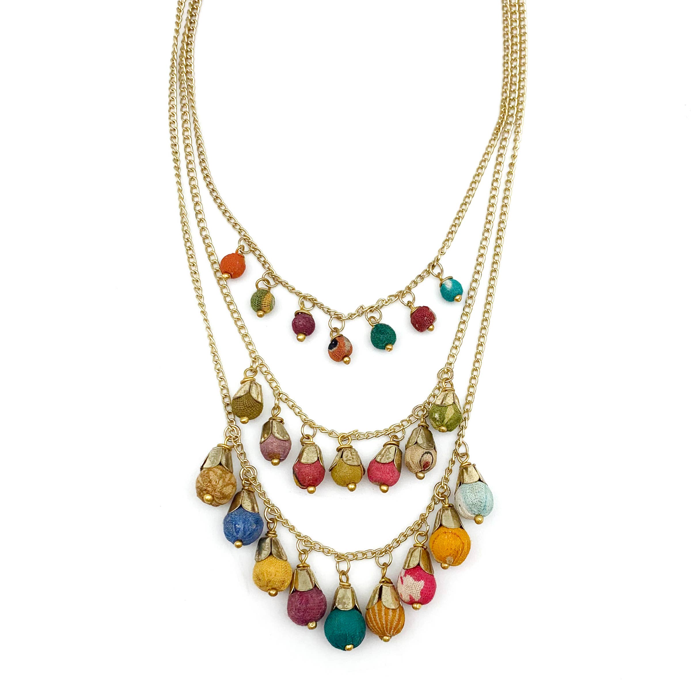 Aasha Wrapped Beaded Kantha Handcrafted  Necklace