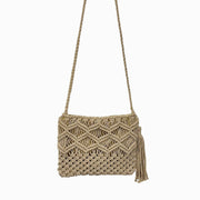 Adira Woven Cotton Crossbody Macrame Bags -Tan