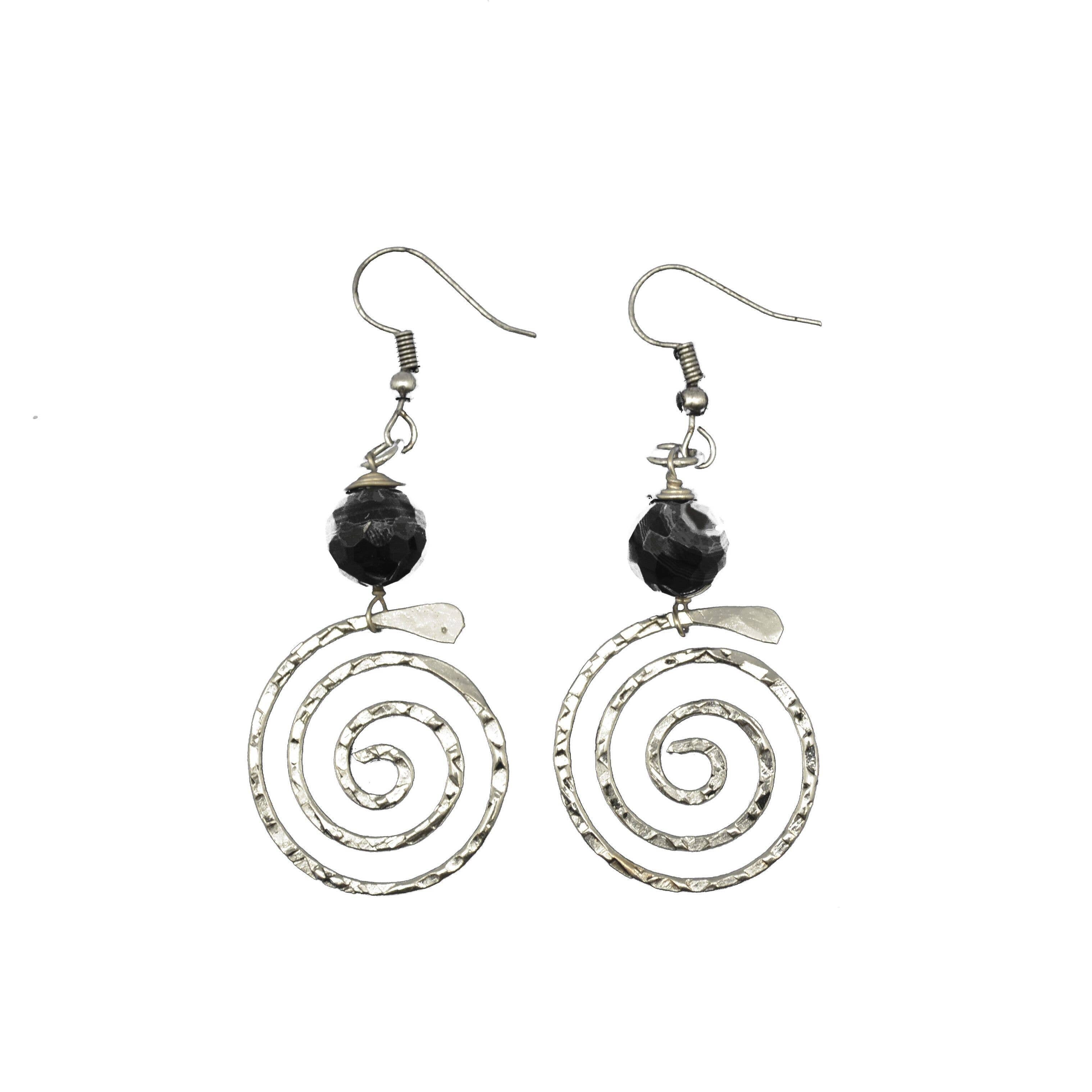 Banjara Spiral with Onyx Earrings