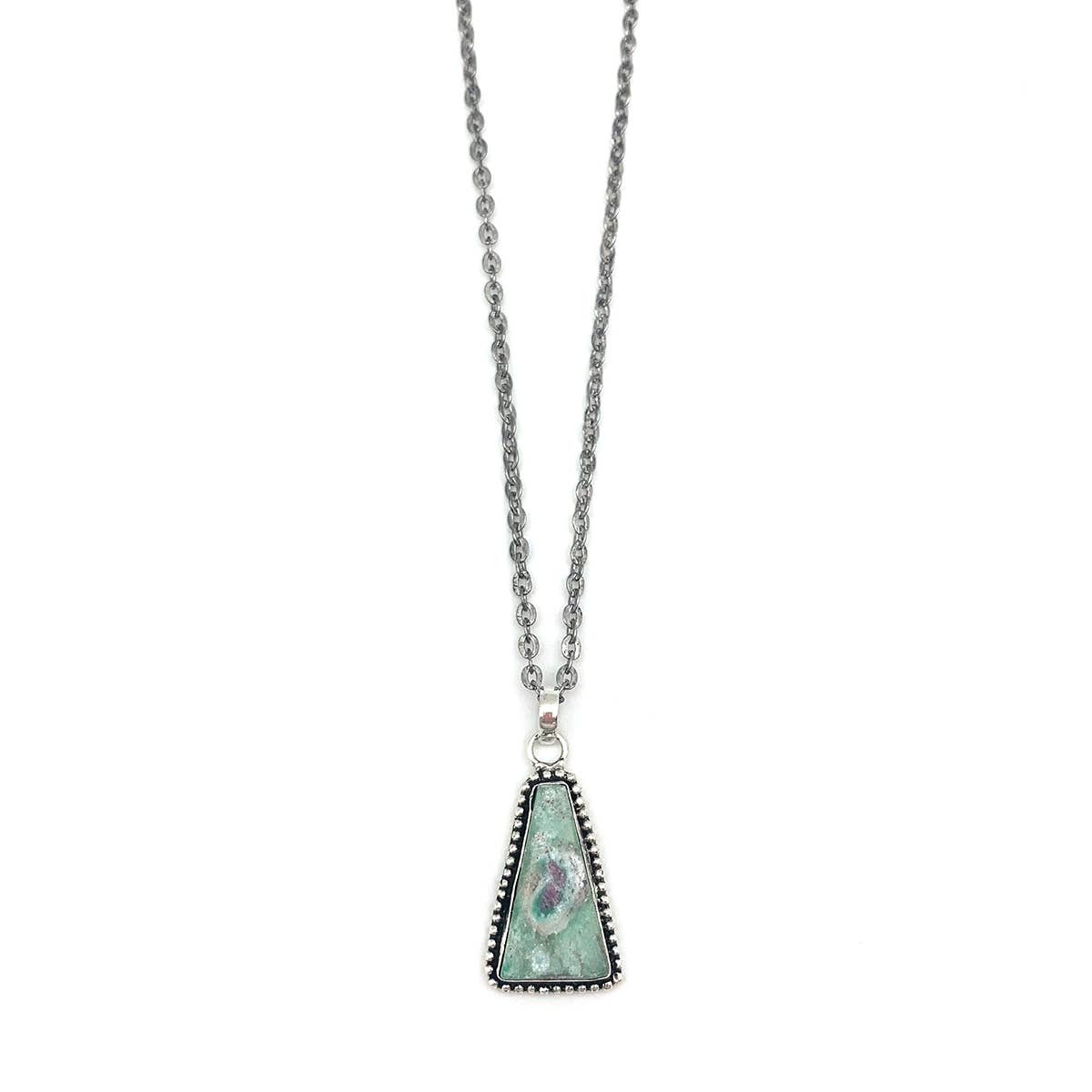 Handcrafted Semiprecious Large Stone Necklace- Ruby Fuchsite