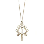 Gold Plated Pendant Necklace - Curly Tree