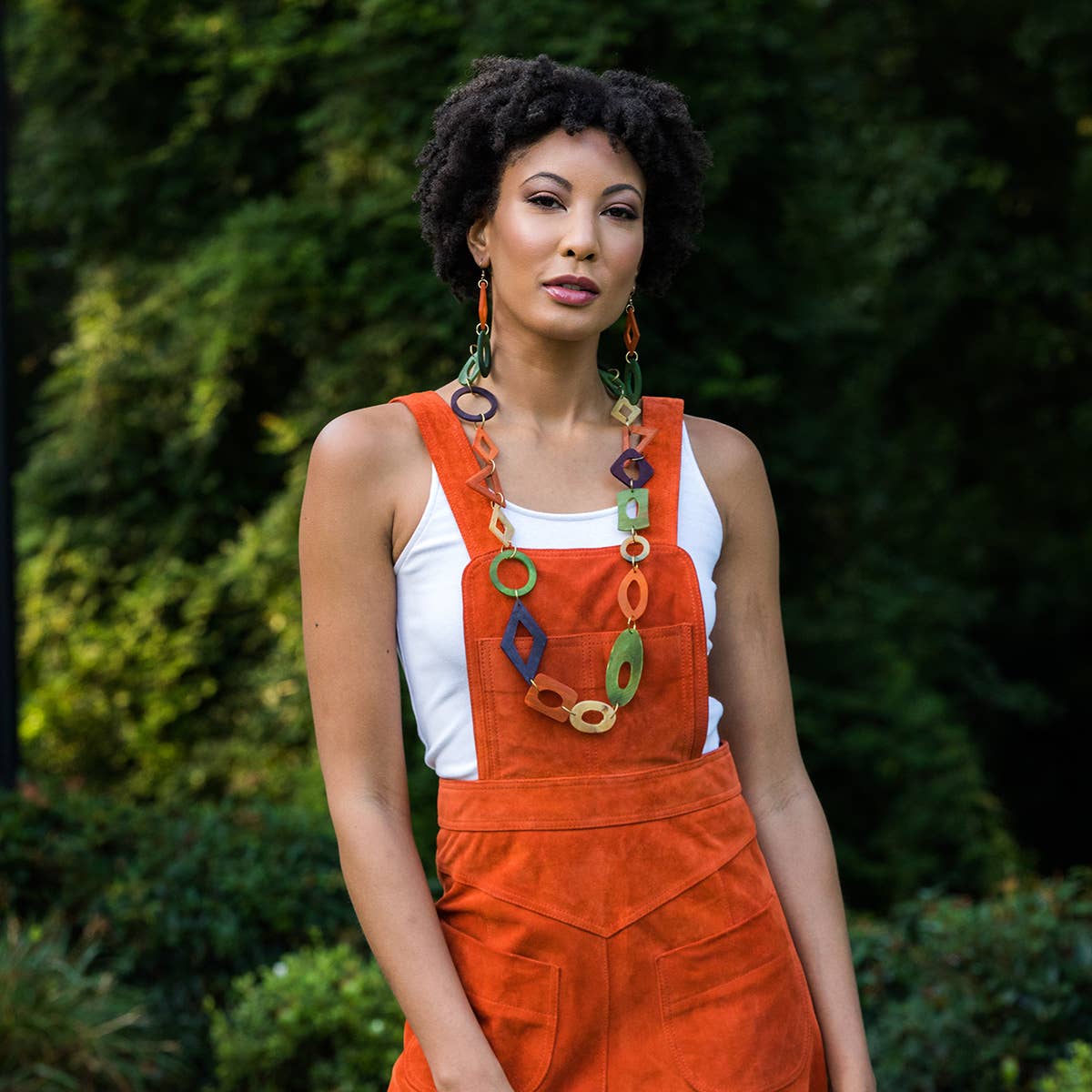 Omala Necklace - Variety of Beads in Orange/Green/Purple
