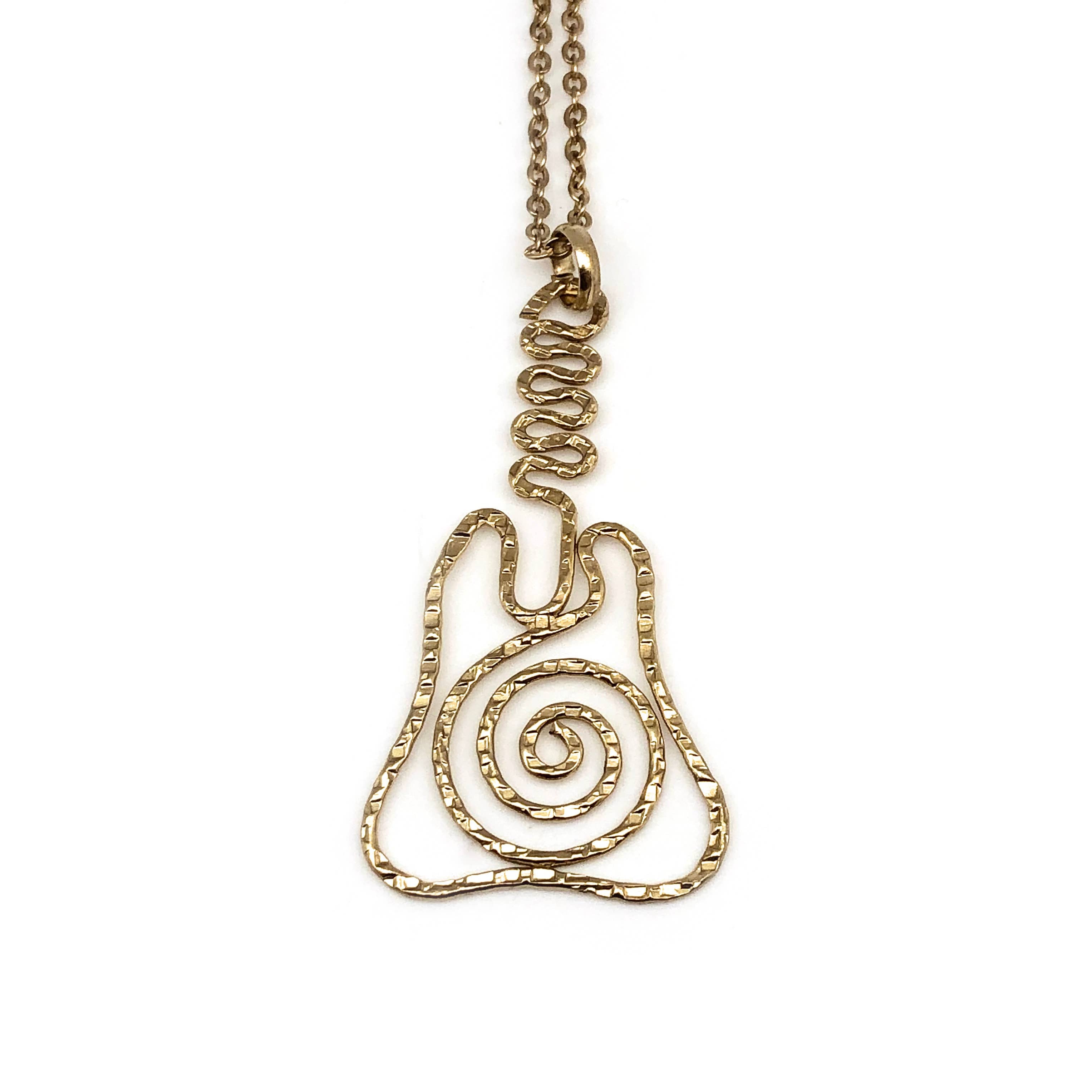 Gold Plated Pendant Necklace - Guitar