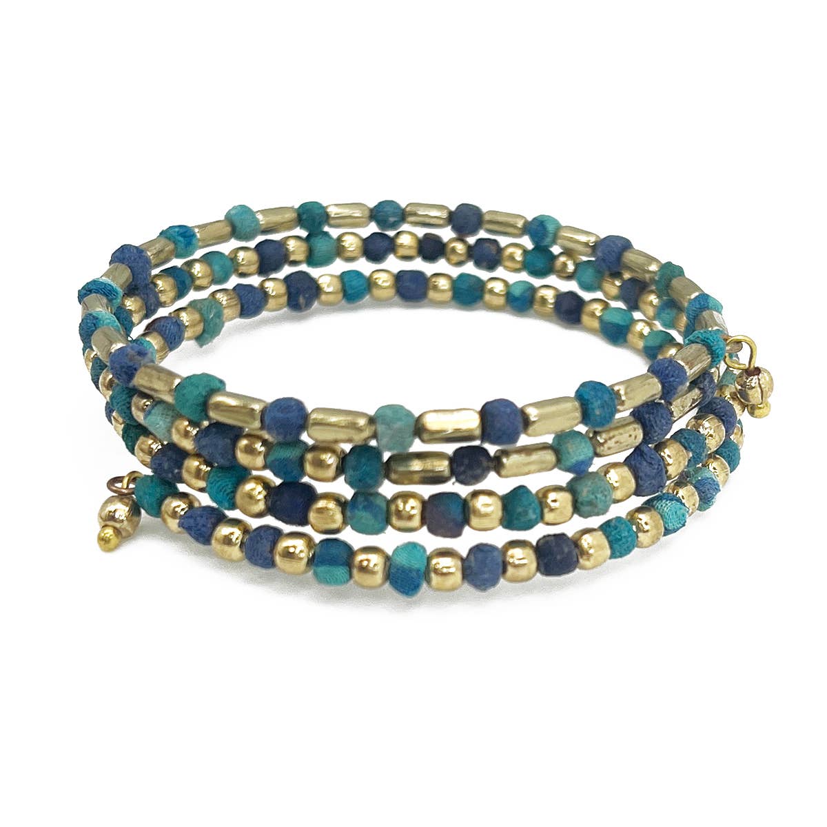 Aasha Chic Aqua Coil Kantha Beaded & Handcrafted Bracelet