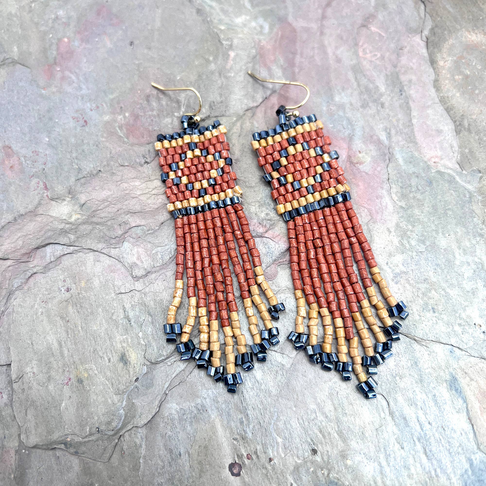 Seed Bead Tribal Fringe Earrings - Multiple Color Styles