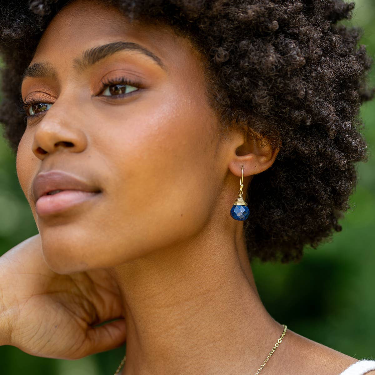 Gold-Plated Lapis Lazuli Teardrop Earrings
