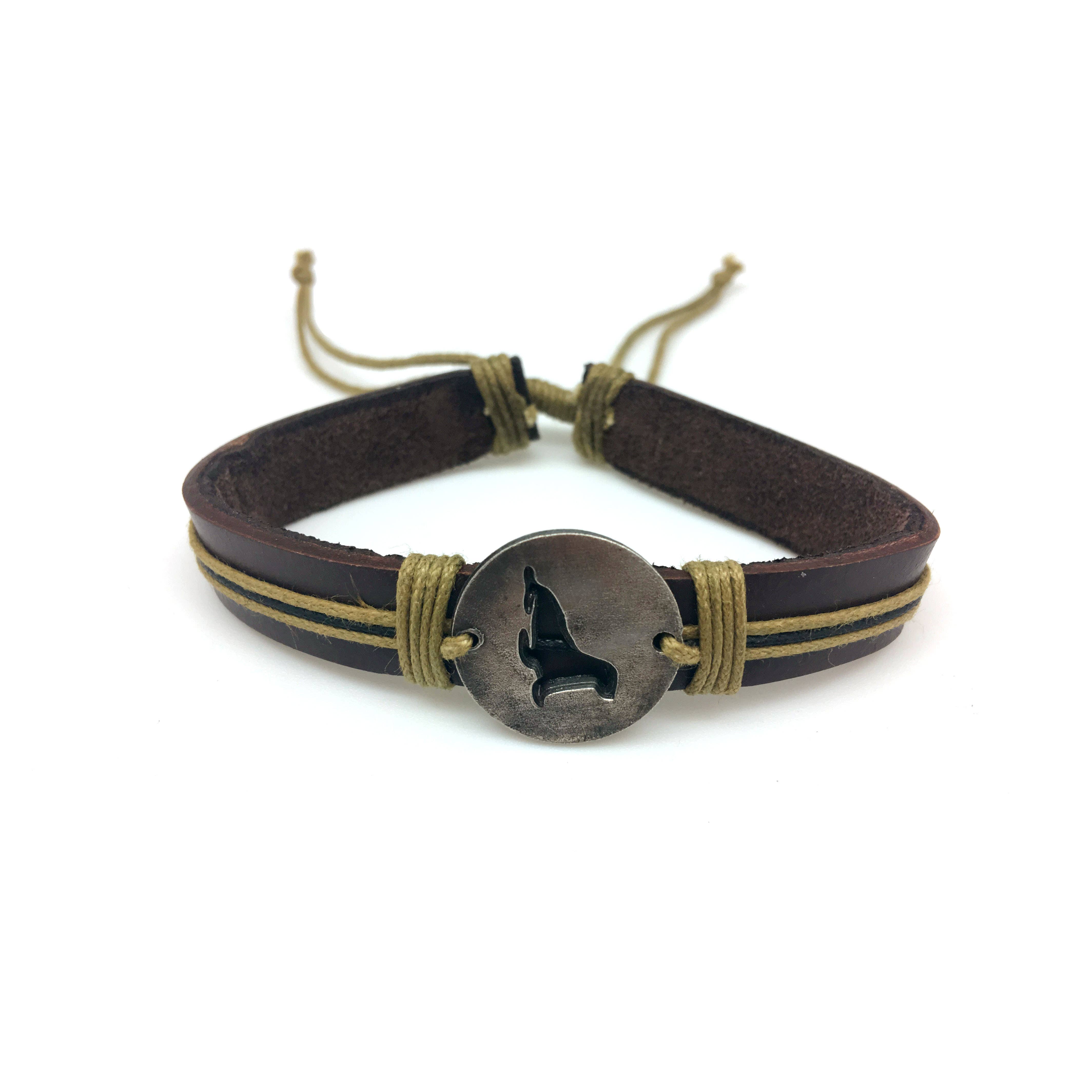 Pull Tie Leather Bracelet - Seal