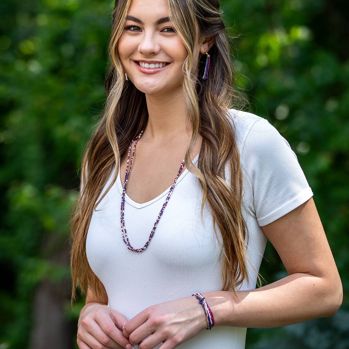 Seed Bead Long Multi-Strand Necklaces- Multiple Color Styles