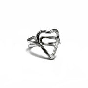 Silver Plated Adjustable Ring - Open Heart