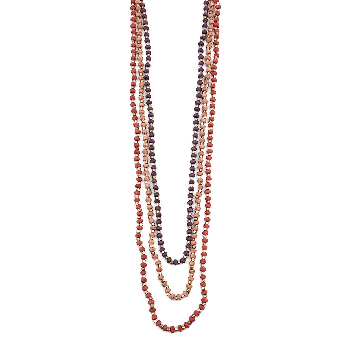 Sachi Mulberry Mix Necklace - Three Long Strands Mixed