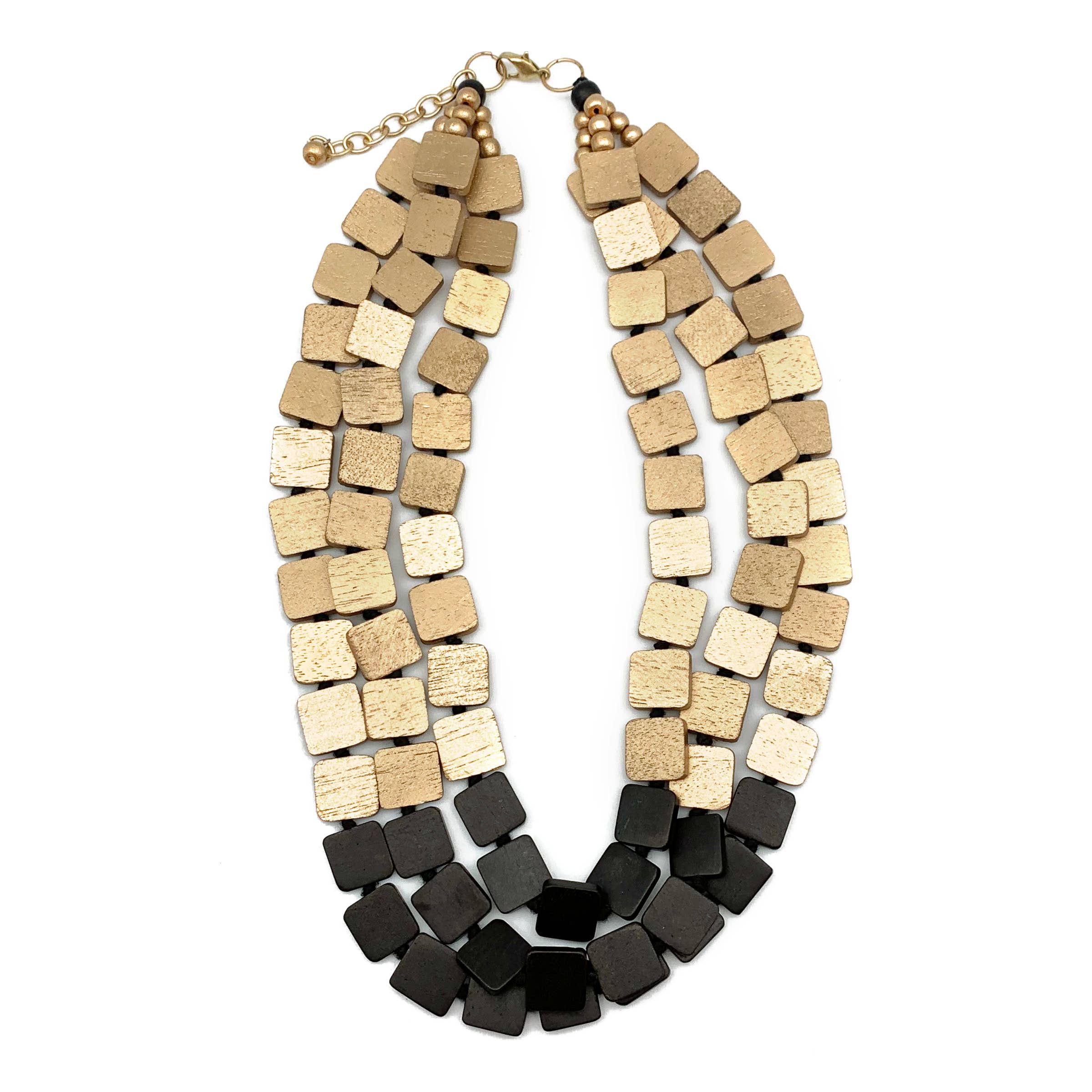 Omala Collection - Black and Gold Triple Strand Necklace