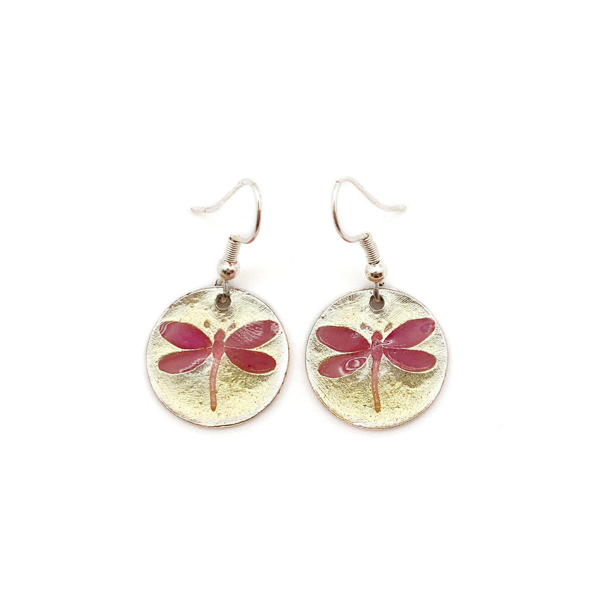 pewter-earrings-w-color-enamel-dragonfly-in-squash-lilac product photo