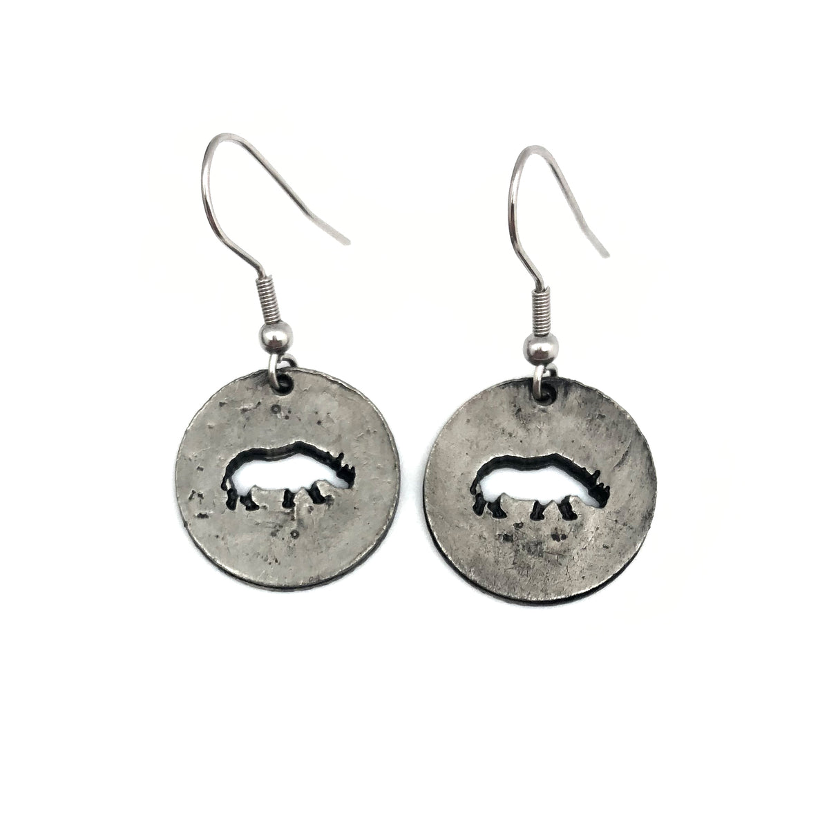 pewter-earrings-rhinoceros product photo