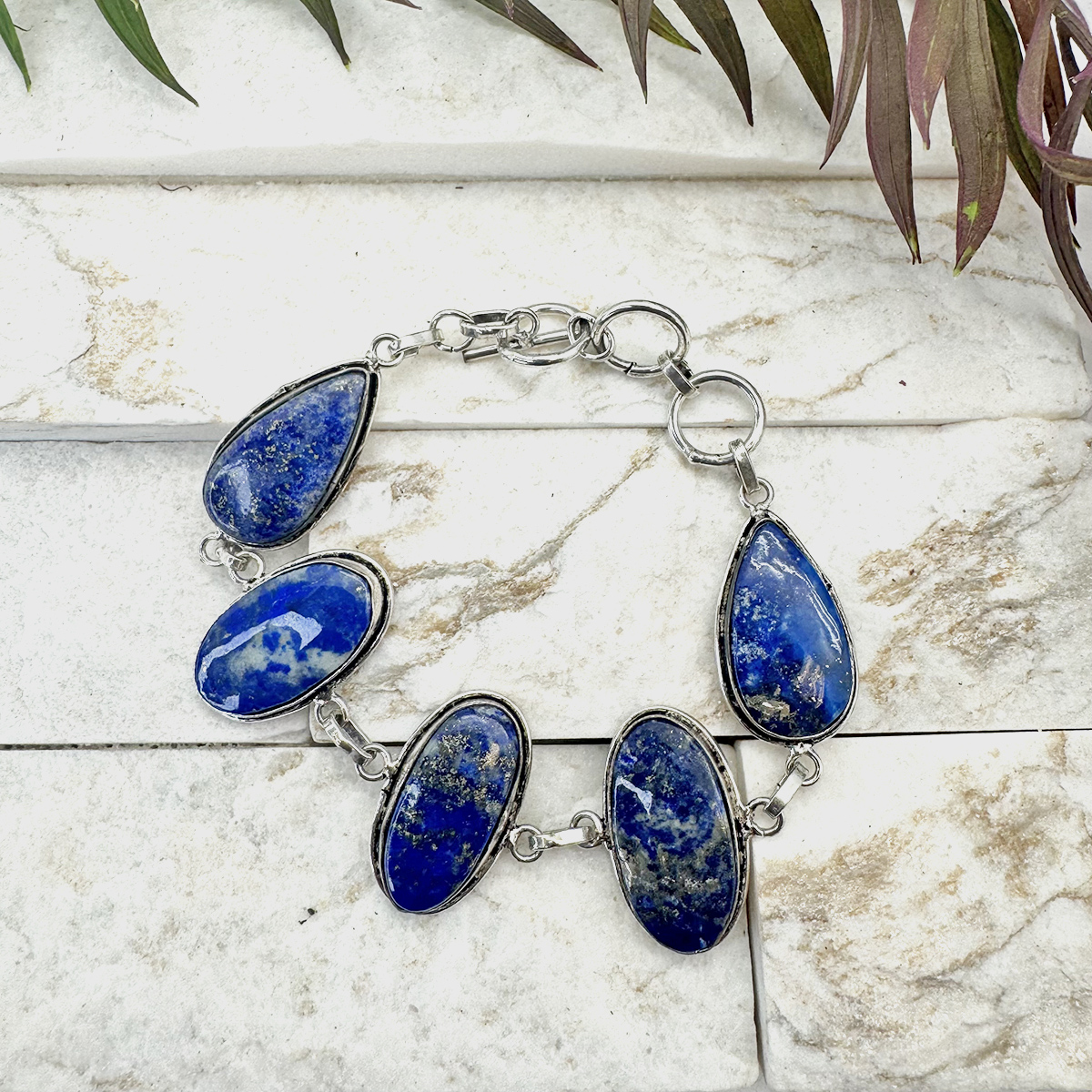 Kashi Semiprecious Stone Link Bracelet - Lapis