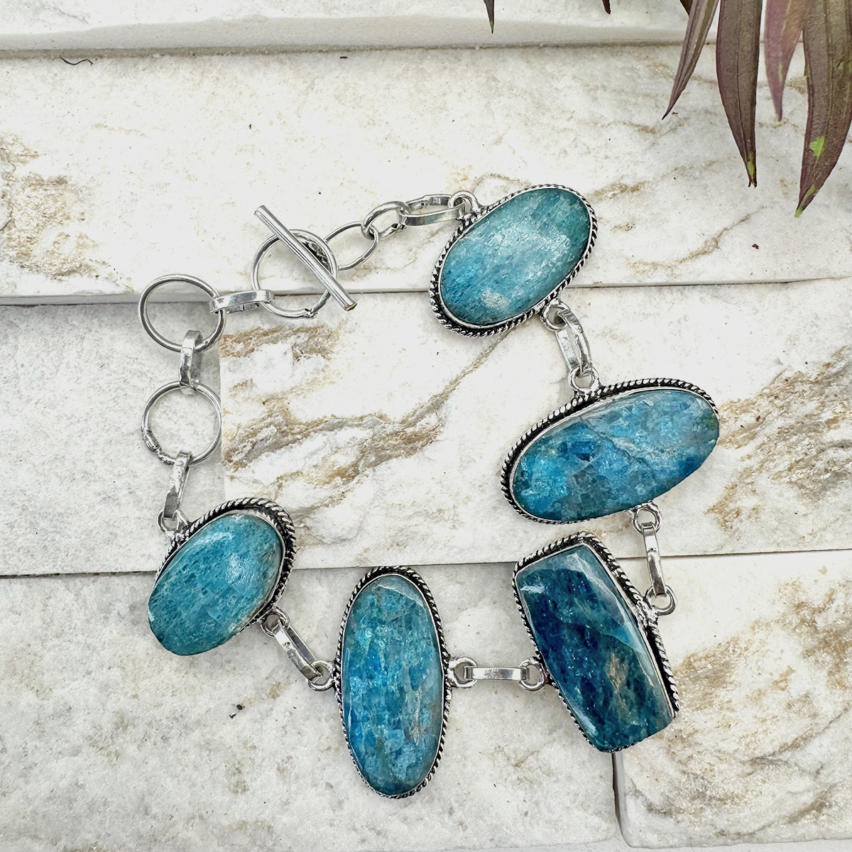 Kashi Semiprecious Stone Link Bracelet - Apatite