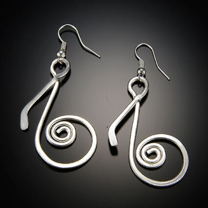 Silver Plated Earrings - Music Note