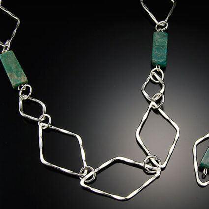 Silver plated necklace -Aventurine stones