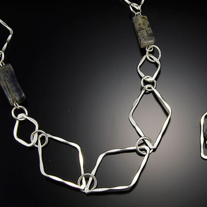 Silver Plated Necklace- Labradorite Stone