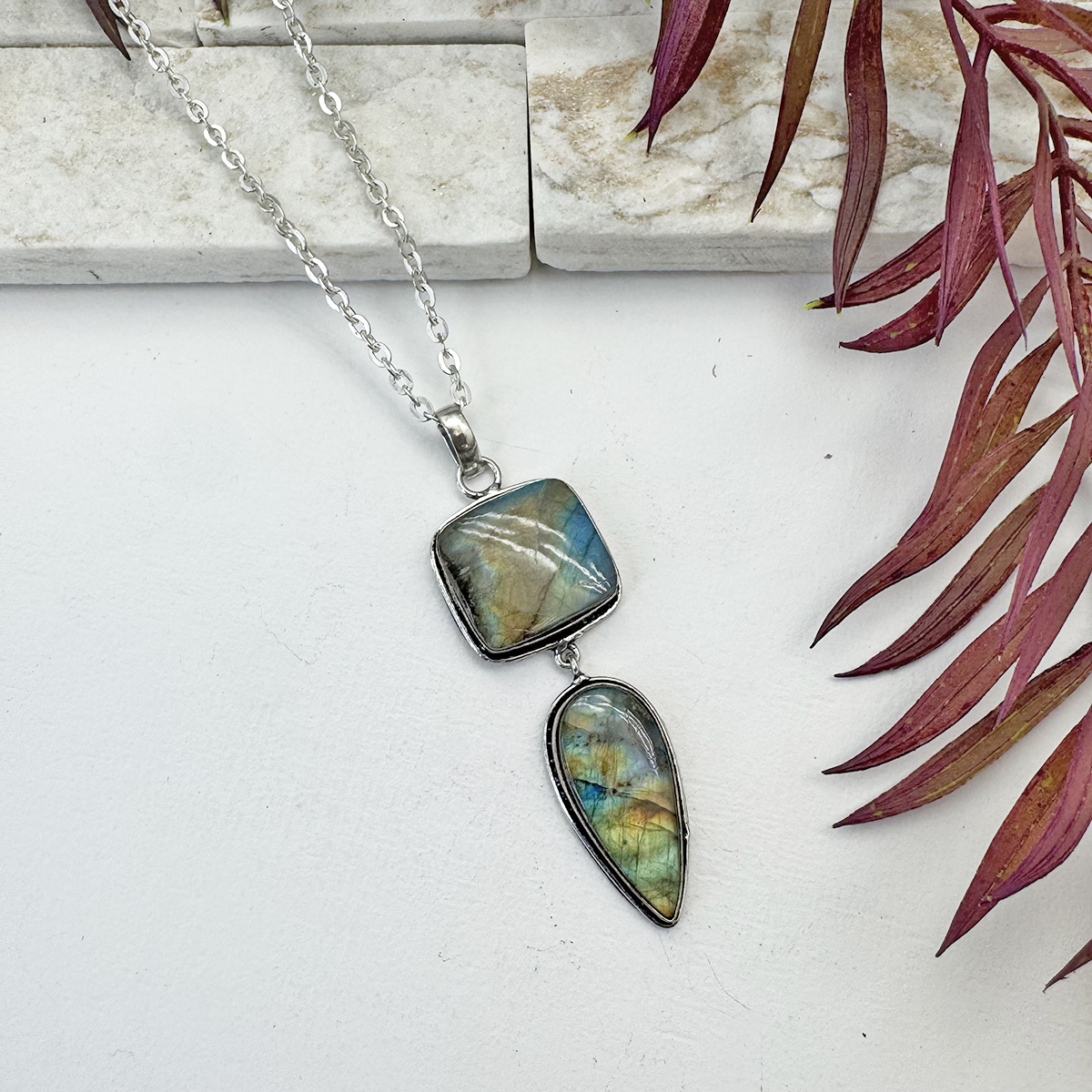 Kashi Semiprecious Stone Pendant Necklace - Labradorite