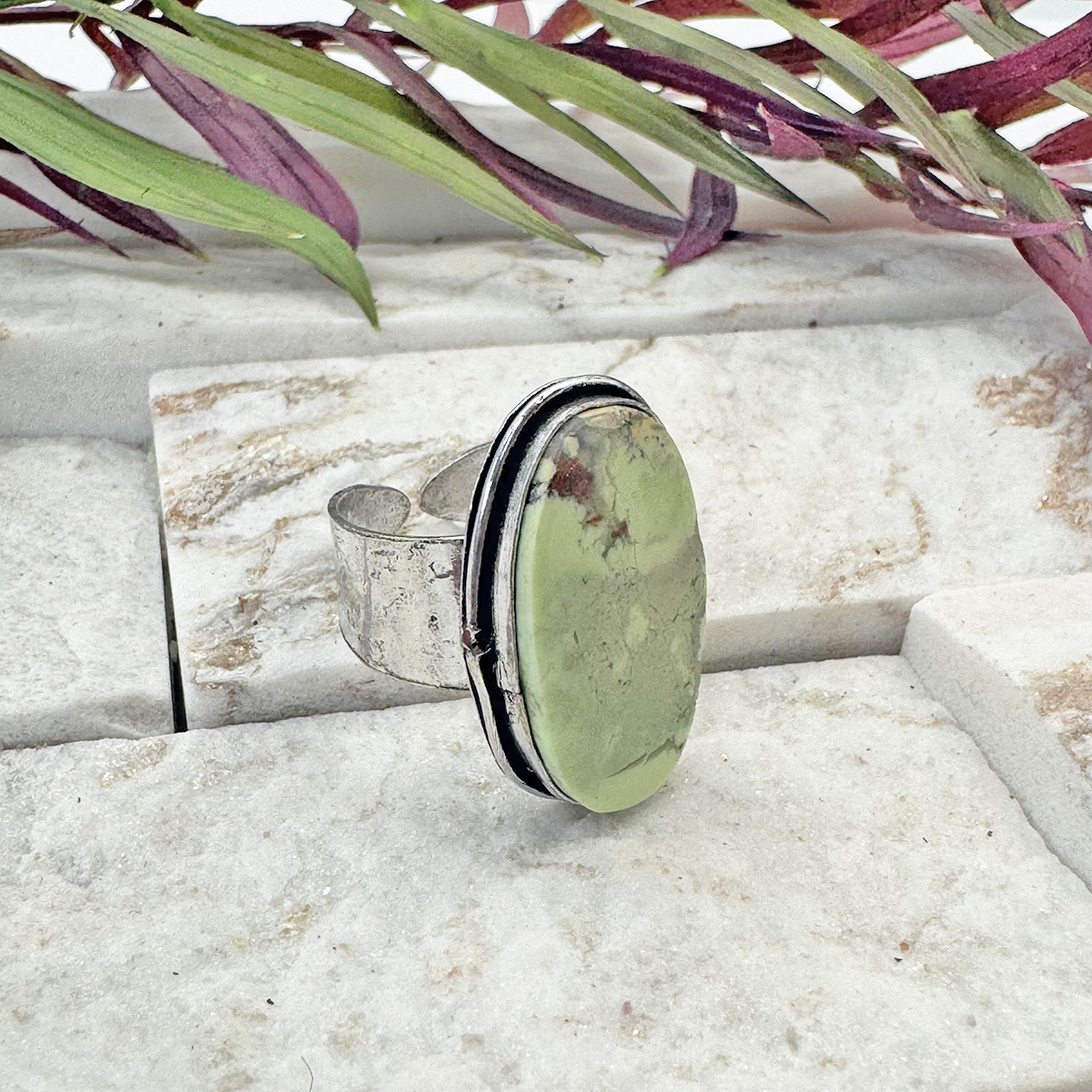 Kashi Semiprecious Stone Ring - Lemon Chrysoprase