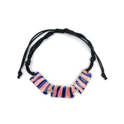 Pewter Bracelet with Color Enamel - Cobalt > Pink Rectangles