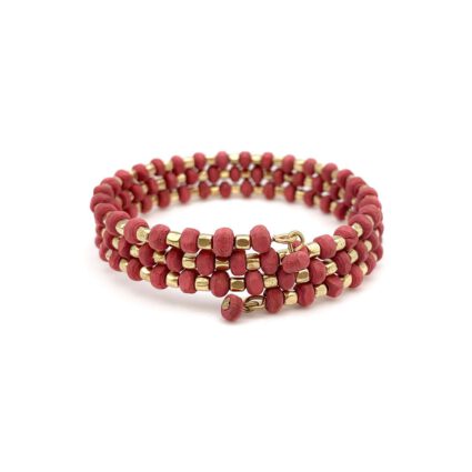 Sachi Mulberry Mix Bracelet - Small Coil Dark Pink