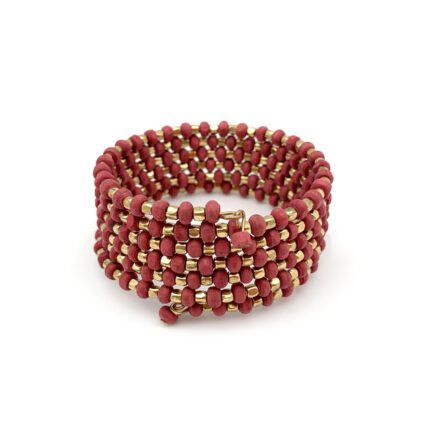 Sachi Mulberry Mix Bracelet - Large Coil Dark Pink