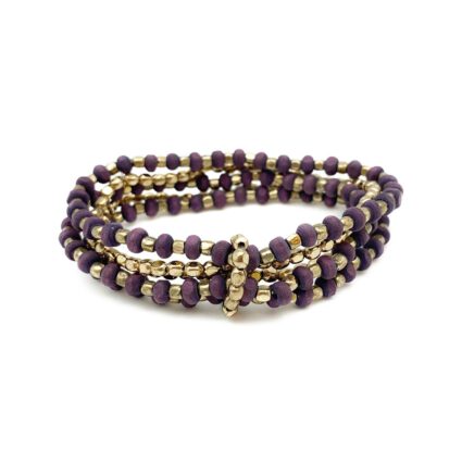 Sachi Mulberry Mix Bracelet - Multi-Strand Stretch Purple