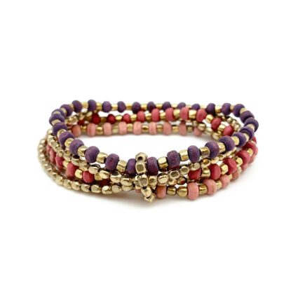 Sachi Mulberry Mix Bracelet - Multi-Strand Stretch Mixed