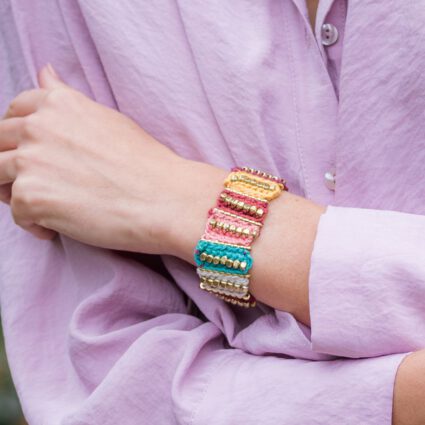 Sachi Warp & Weft Collection Bracelet - Striped With Beads