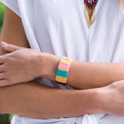 Sachi Warp & Weft Collection Bracelet - Fabric Wrapped Cuff