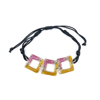 Pewter Bracelet with Color Enamel - Squash > Lilac Open Square