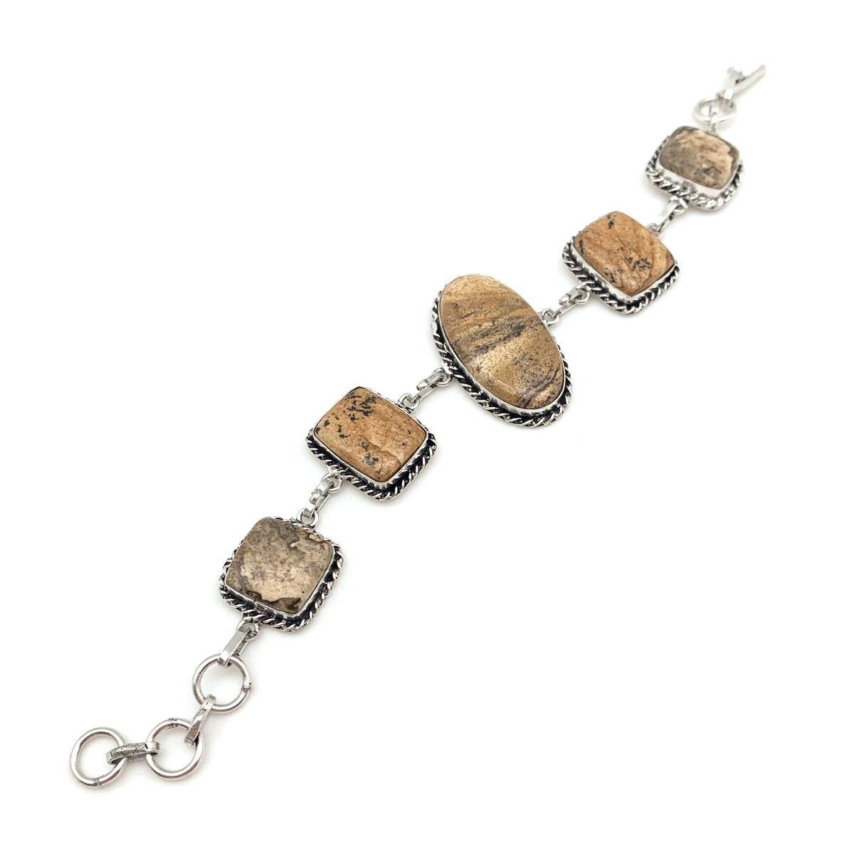 Kashi Semiprecious Stone Link Bracelet - Picture Jasper