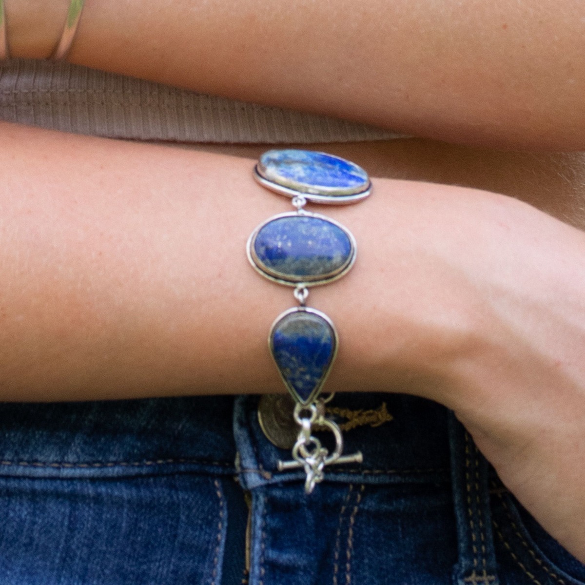 Kashi Semiprecious Stone Link Bracelet - Lapis