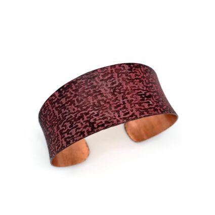 Copper Patina Bracelet - Red Marbled Print